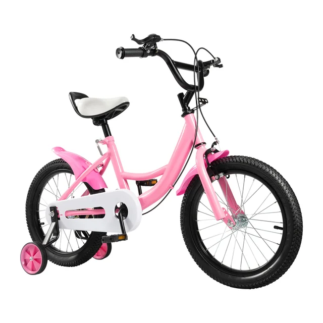 Vélo pour enfants de 16 pouces avec roue d'entraînement pour enfants de 5 à 8 ans, roulement de vélo réglable en hauteur de 100 à 135cm, 50KG 1