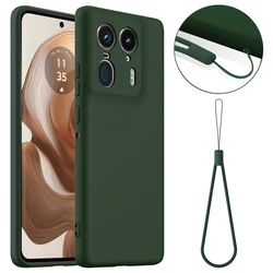 Magnetic Soft Liquid Silicone Strap Case with Microfiber Lining for Moto Edge 50 Fusion (Green)