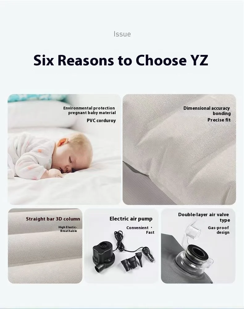 Tesla Model Y Car Air Cushion Mattress Inflatable Air Cushion Outdoor Camping Travel Special Suede Fabric Car Travel Bed