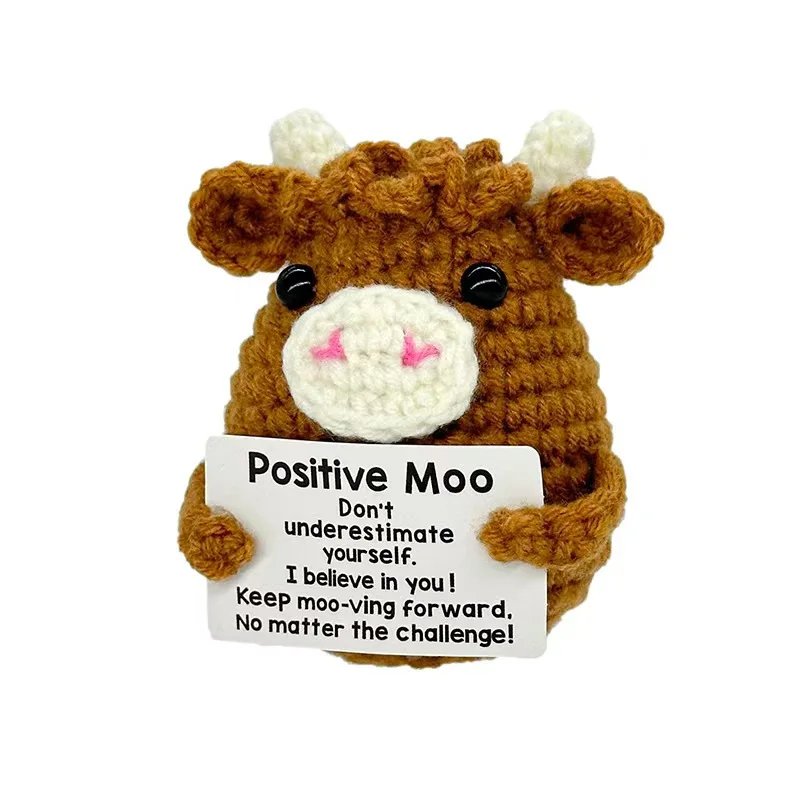 Gifts for Him Her Boyfriend Girlfriend Handmade Positive Crochet Cute Cow Emotional Birthday Christmas Desktop Decorations
