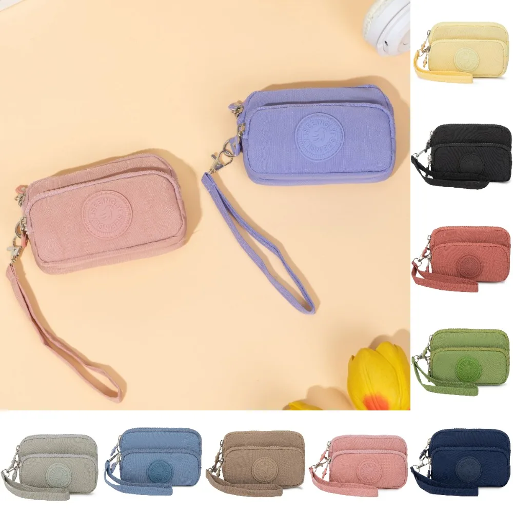 New Waterproof Coin Purse with Key Ring Solid Color Card Holder Coin Bags Large Capacity Wear-resistant Money Bag