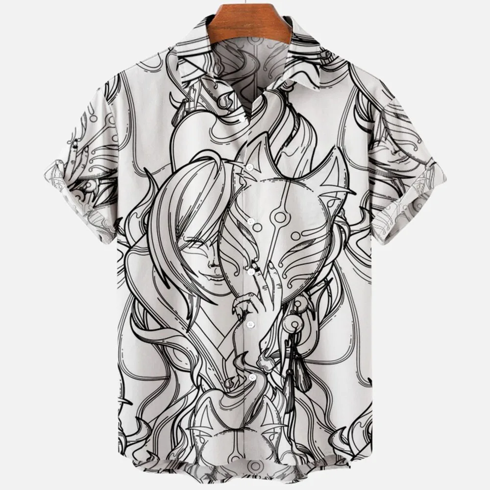 2024 Devil Horror 3d Print Hawaiian Shirt Men Clothes Breathable Loose Men's Shirts Male Short Clothes Sleeve Summer Male Shirt 2