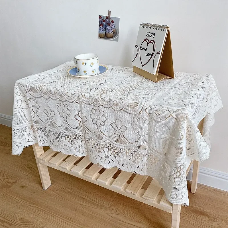 

White Lace Tablecloth Table Cover Dining Table Cover Wedding Party Decor Desk Covers Living Room Desktop Decor 가리개 천