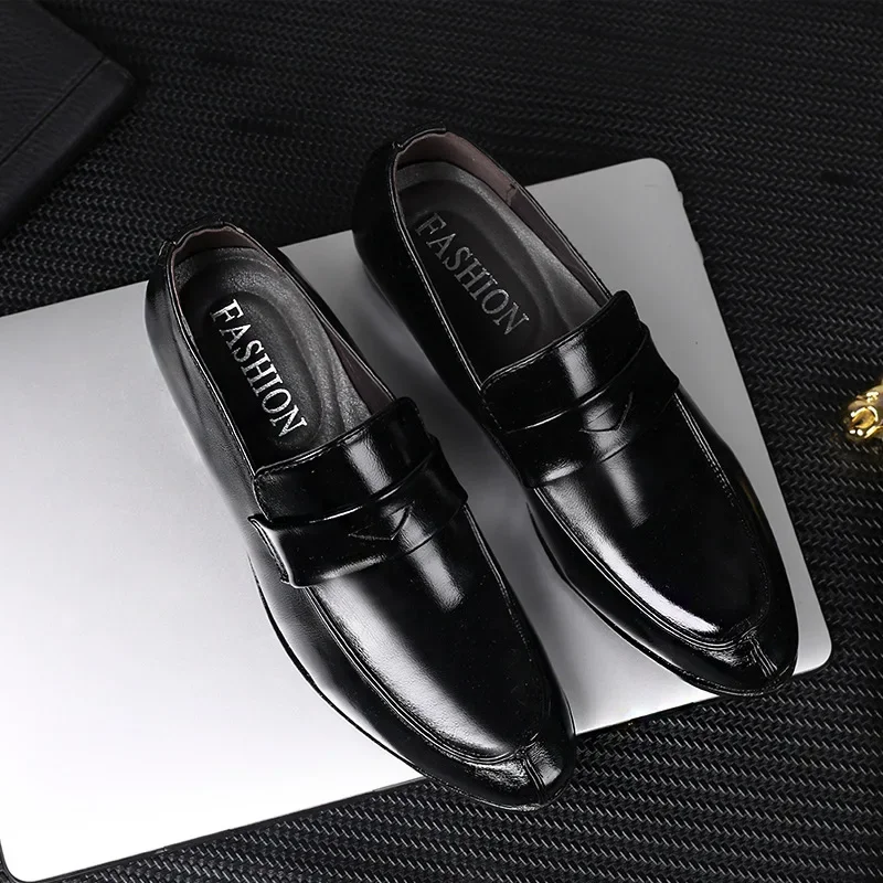 Men Leather Shoes New British Business Dress Shoes Fashion Pointed Social Casual Zapatos Hombres
