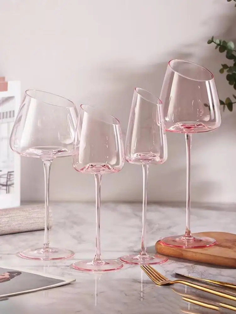 

Pink Flamingo Slanted Lipstick Wine Glass Sweet Wine Glass High Value Luxury Home Goblet Wine Champagne Glass Cup Wedding Gift