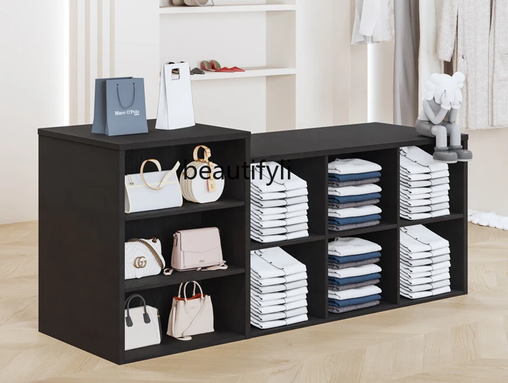 

Clothing store black island display table display cabinet women's clothing store middle flow table display table