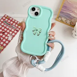 Stylish 3D Bowknot Wave Border Soft Phone Case for Spark 7 - Spark 7T (Cyan)