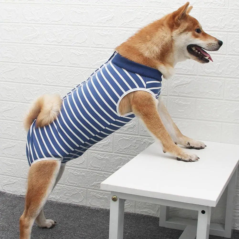 

[ NEW ARRIVALS Pet Dog Striped Camouflage Abdominal Wounds Clothes Anti-licking Snugly Bodysuit After Surgery Pet Supplies
