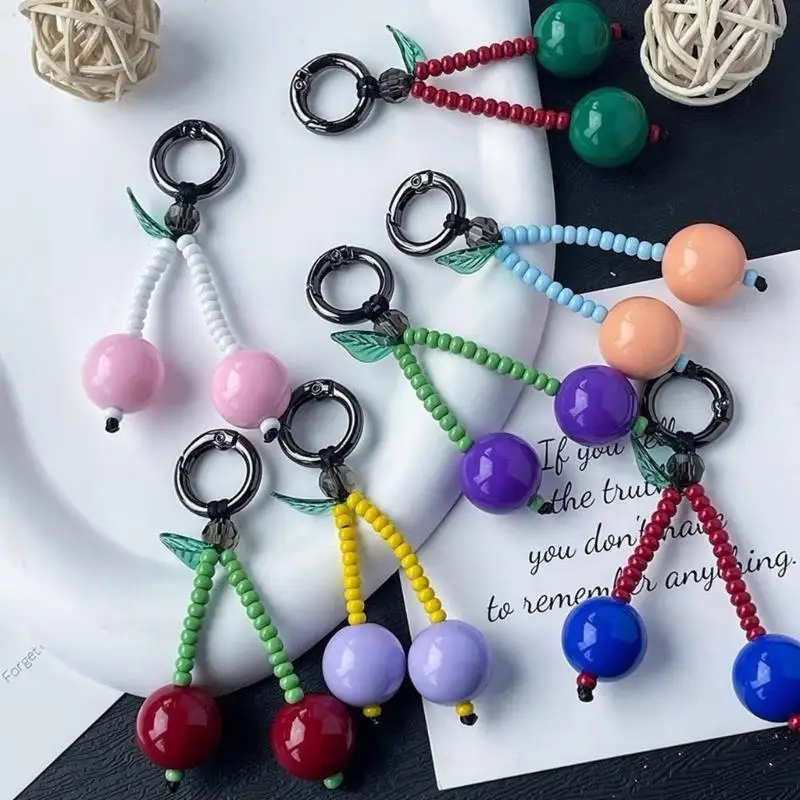 A52E Handgefertigtes, kirschfarbenes, farbenfrohes Perlen-Charm-Hängeornament, für eine besondere Note geeignet