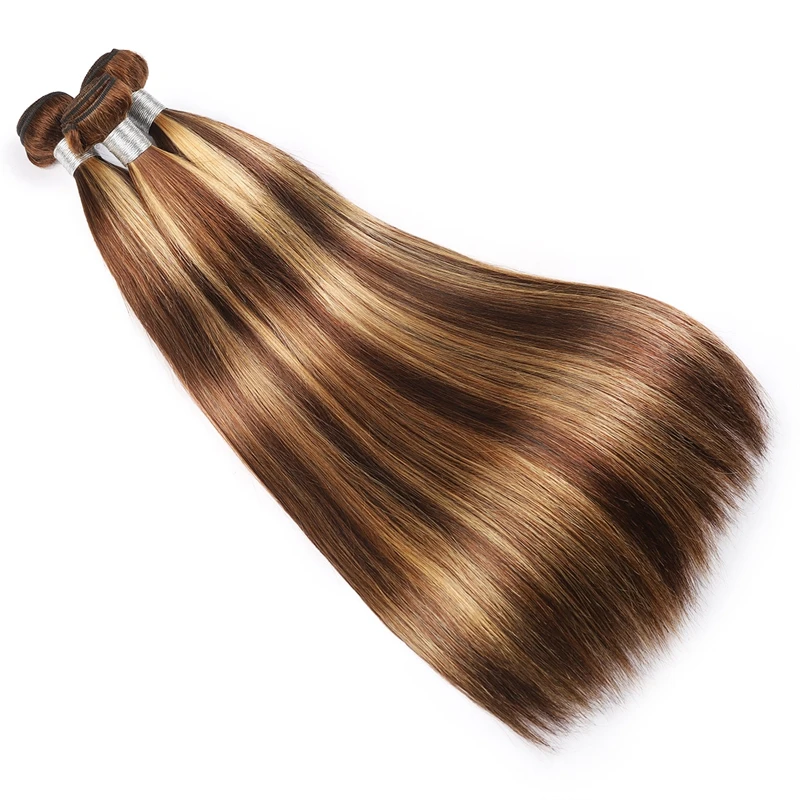 Liddy Colored Highlight Bundles Human Hair Weaving Weft Bone Straight Human Hair Bundles 3/4 Ombre Honey Brown Extensions