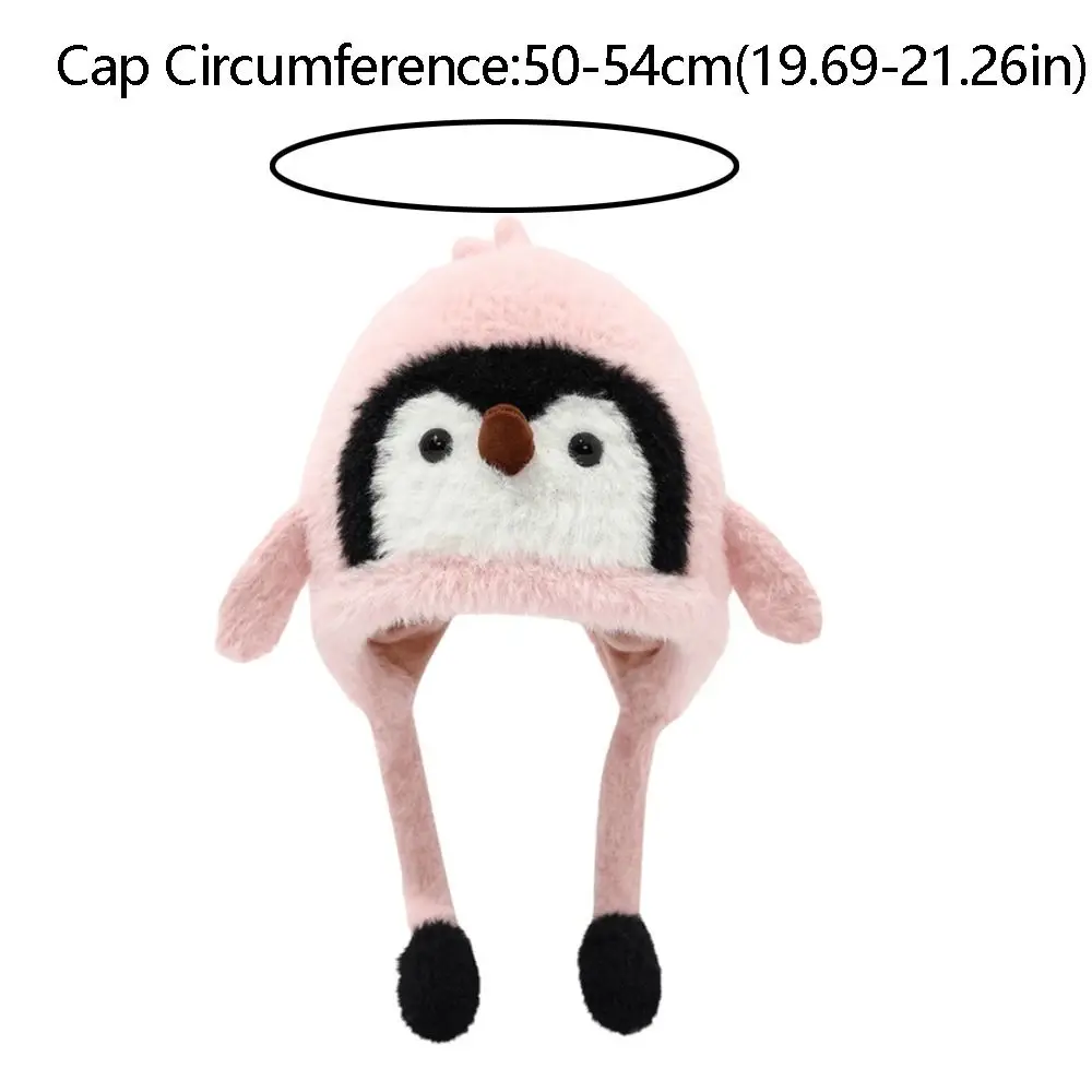 Cute Children's Warm Hat Windproof Thickened Warmth Cartoon Penguin Balaclava Hat Pom Pom Ends Breathable Ear Protection Cap