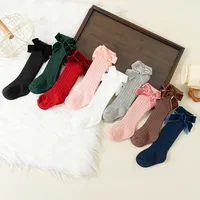 Autumn Winter Baby Girls Bowknot Knee High Socks Toddler Tube Princess Sock For Kids Knitted Socken Leg Warmer 0-8Years 3