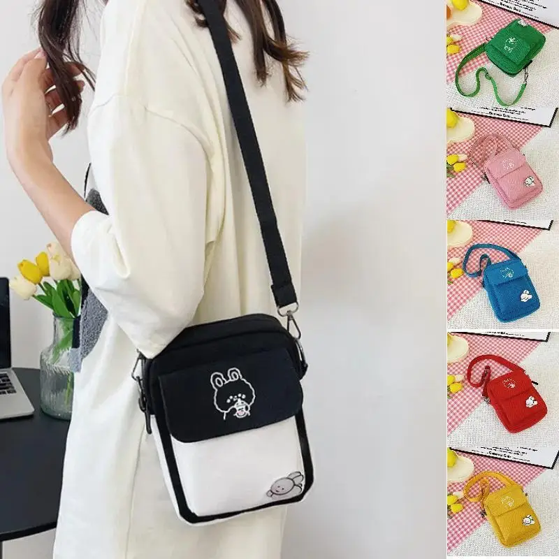 

Холщовая маленькая квадратная сумка с мультяшным принтом, женская модная сумка через плечо