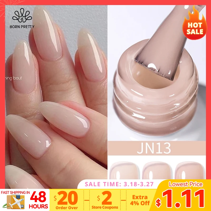 BORN PRETTY Jelly Nude Gel Nail Polish 10ml Light Pink Peach Translucent Color UV Light Cure Gel Varnish Nail Art DIY at Home born pretty pink nude gel nail polish jelly white varnish translucent soak off uv led nail art gel semi permanent manicure