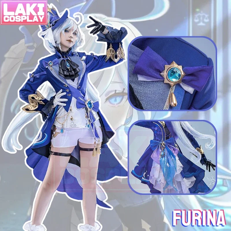

Game Genshin Impact Focalors Cosplay Costume Furina Cosplay Costume Fontaine Cosplay Hydro Archon Furina Costume and Wig