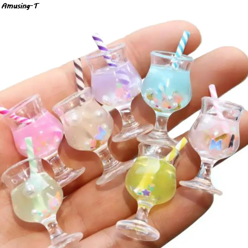 

2pcs Mininature Noctilucent Drink Ice Cream Cups Model Pretend Play Mini Food Doll Accessories Play Dollhouse Toy