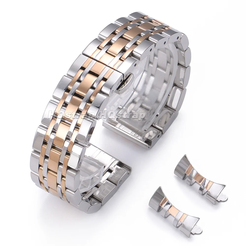 Premium Stainless Steel Watch Strap with Deployment Clasp - Adjustable Metal Band