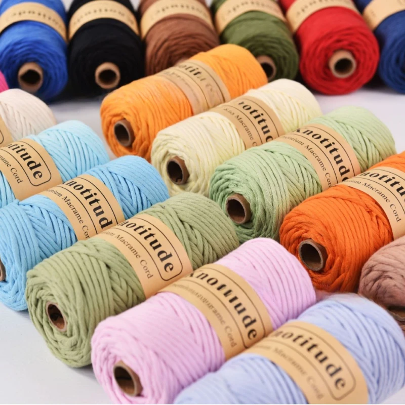4mm X 80m Single Strand Macrame Cord Handmade Decorations Softer Natural Cotton DIY Plant Hanger Craft Knitting Cord Rope
