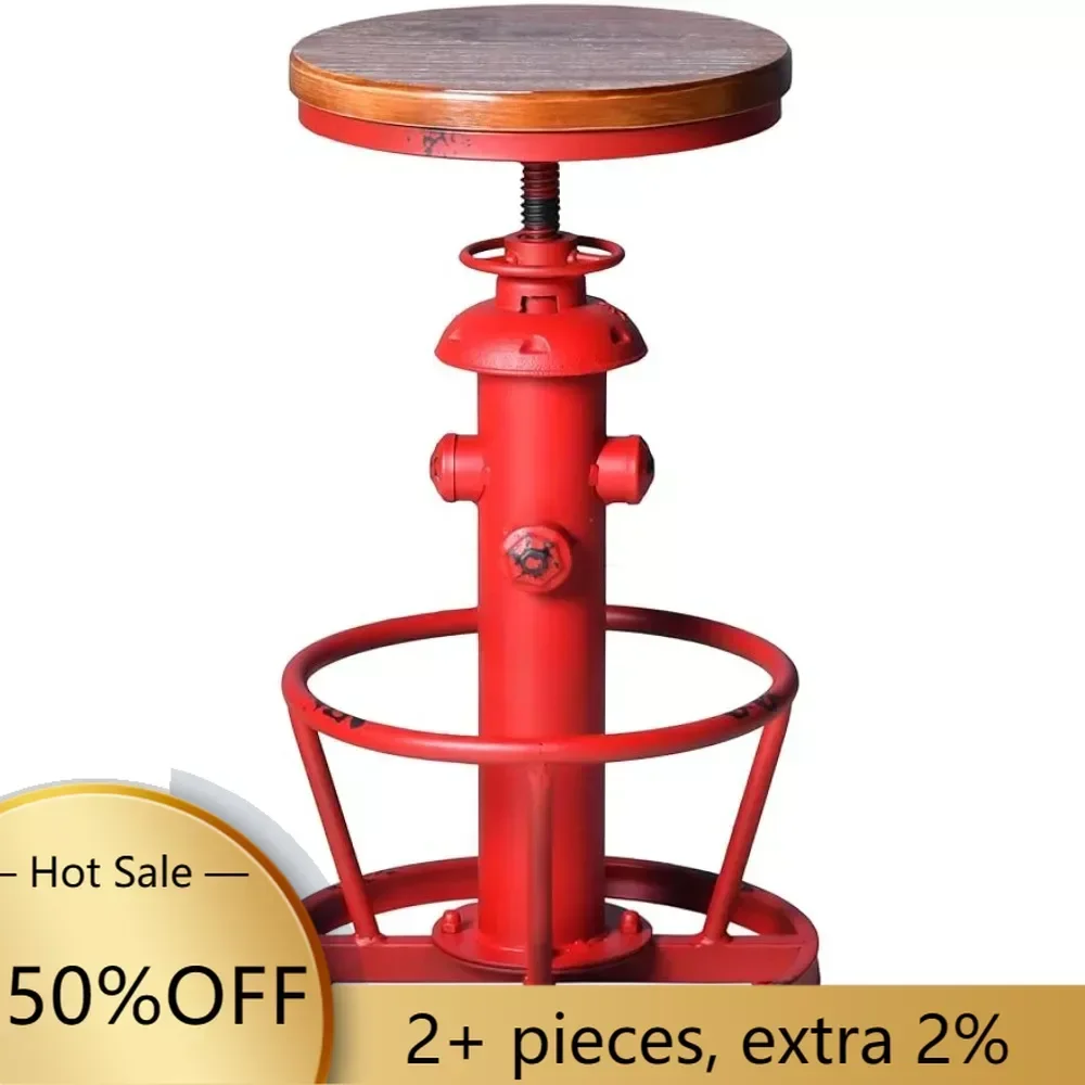 цена American Antique Industrial Round Bottom Adjustable Height Cafe Coffee  Stool Antique Red Freight free