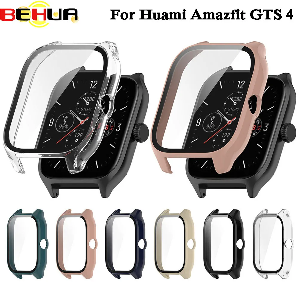 

Чехол для часов BEHUA, защитный чехол для Huami Amazfit GTS 4, жесткая рамка из поликарбоната с закаленным стеклом, чехол с полным покрытием, чехол для gts4