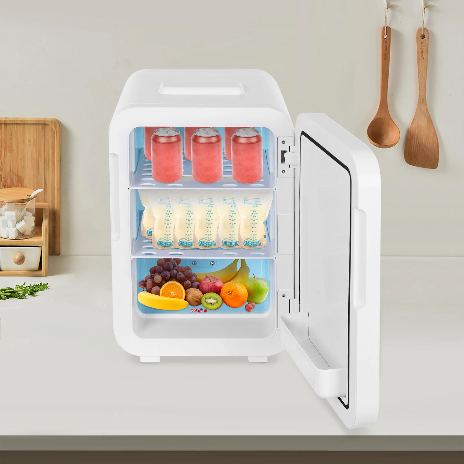 Mini réfrigérateur à double usage, fonction de refroidissement par réchauffement, capacité intérieure de 3,52 gal, pour la maison, la crèche, le bureau, le dortoir, les voyages sur route, la fête en bateau