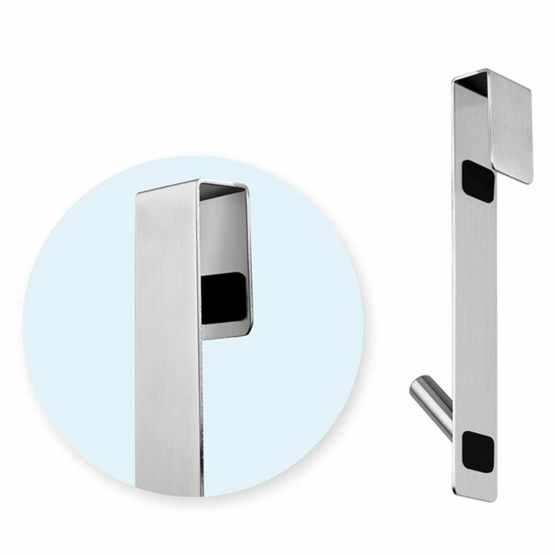 Bathroom Shower Door Hook Over Glass Towel Cloth Rack Holder Stainless Steel Cabinet Door Hook Rust-proof Punch-free Decor
