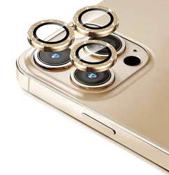 Titanium Tempered Glass Camera Lens Protector Cover - Premium Phone Accessory for iPhone 17 (Glitter Gold)