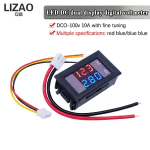 DC 0-100V 10A Digital Voltmeter Ammeter Dual Display Voltage Detector Current Meter Panel Amp Volt Gauge 0.28" Red Blue LED