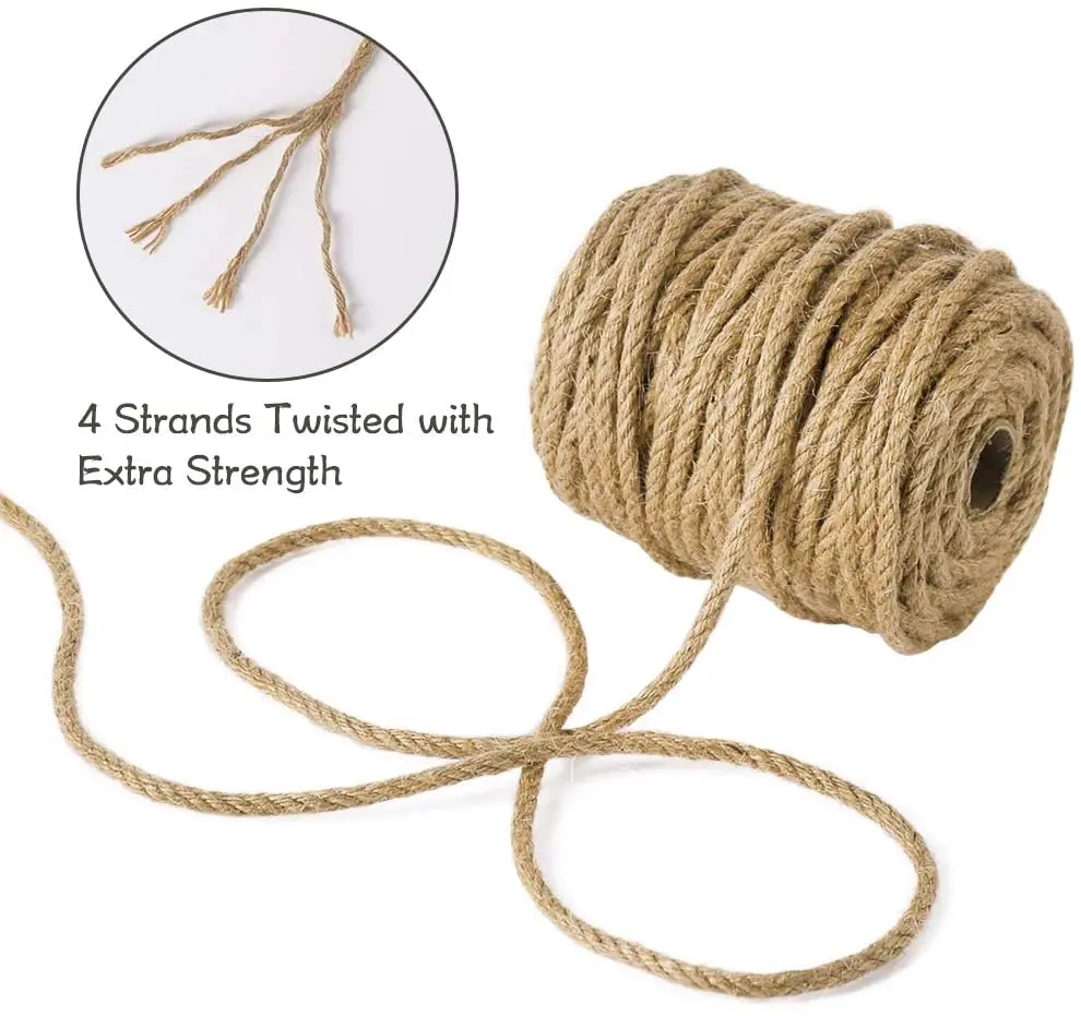 1-14mm Natural Jute Twine Vintage Jute Rope Cord String Twine Burlap for DIY Crafts Gift Wrapping Party Wedding Decor 1-100M