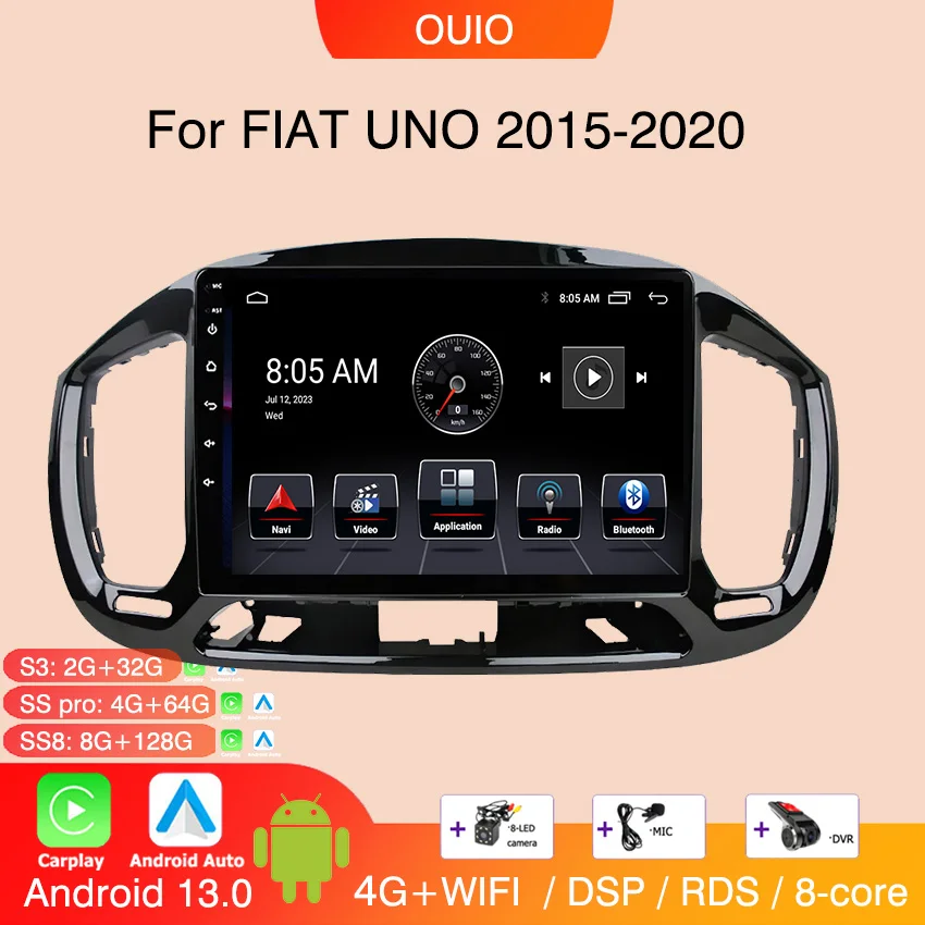 

Автомагнитола 2DIN для FIAT UNO, мультимедийный проигрыватель на Android 13, 8 ГБ + 128 ГБ, с GPS-навигацией, для FIAT UNO 2015, 2016-2020