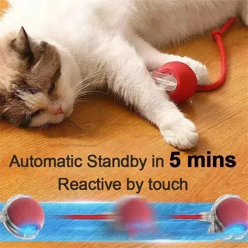 Cat Interactive Ball Toy Automatic Rolling Ball Faux Tail Rechargeable Pet Electric Toy Dog Cat Training Imitate Mouse Plush 3