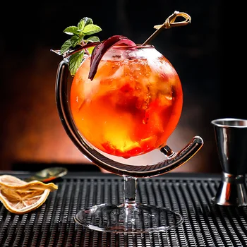Bicchieri da cocktail a forma di globo da 330 ml e 11 once Tazza da vino per ristorante occidentale Tazza da cocktail creativa Tazza per bevande fredde con cannuccia 1