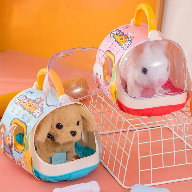Plush Puppy Toy Electronic Interactive Pet Dog Walking Barking Realistic Stuffed Animal Pretend Play Set for Children Girls