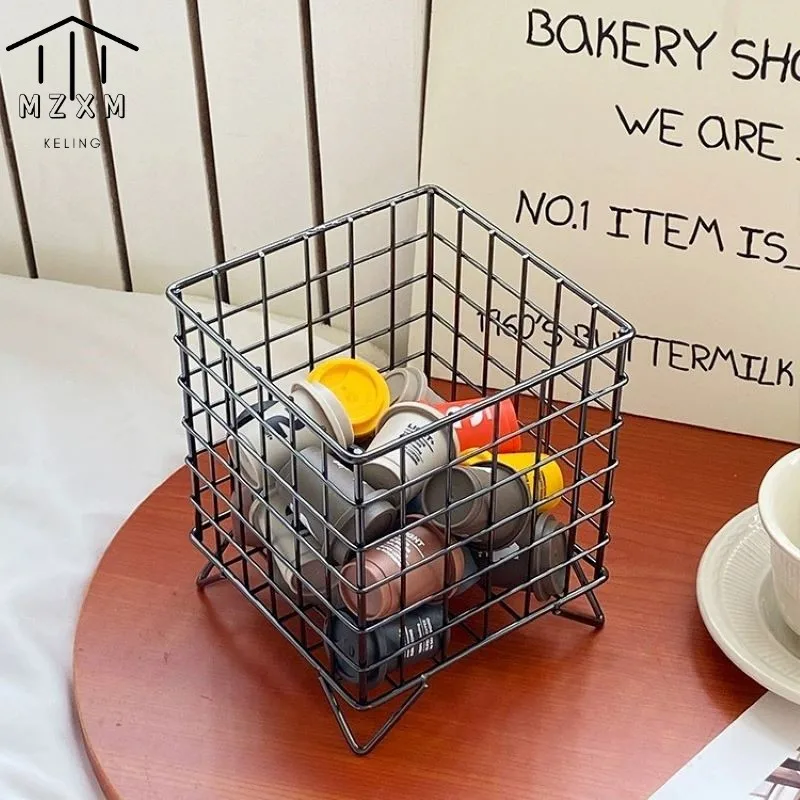 

Ins Style Iron Art Storage Rack Desk Pen Storage Box Large Capacity Basket Small Office Home Office Student Stationery Organizer
