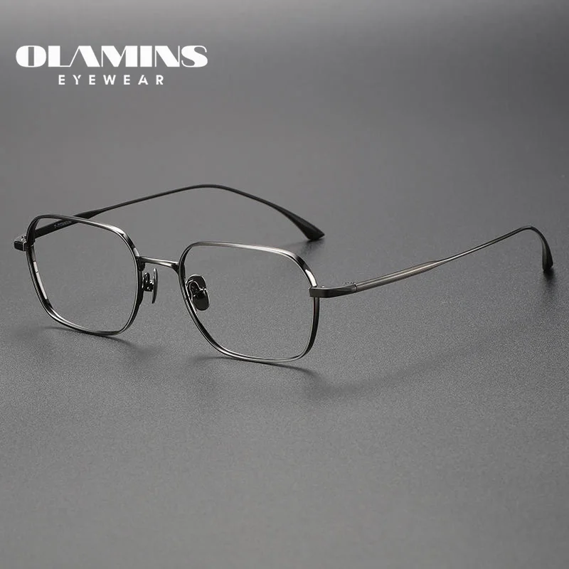 

OLAMINS​ Pure Titanium Glasses Frame Men Women Pilot Optical Myopia Prescription Eyeglasses Frame Screwless Eyewear URBANI