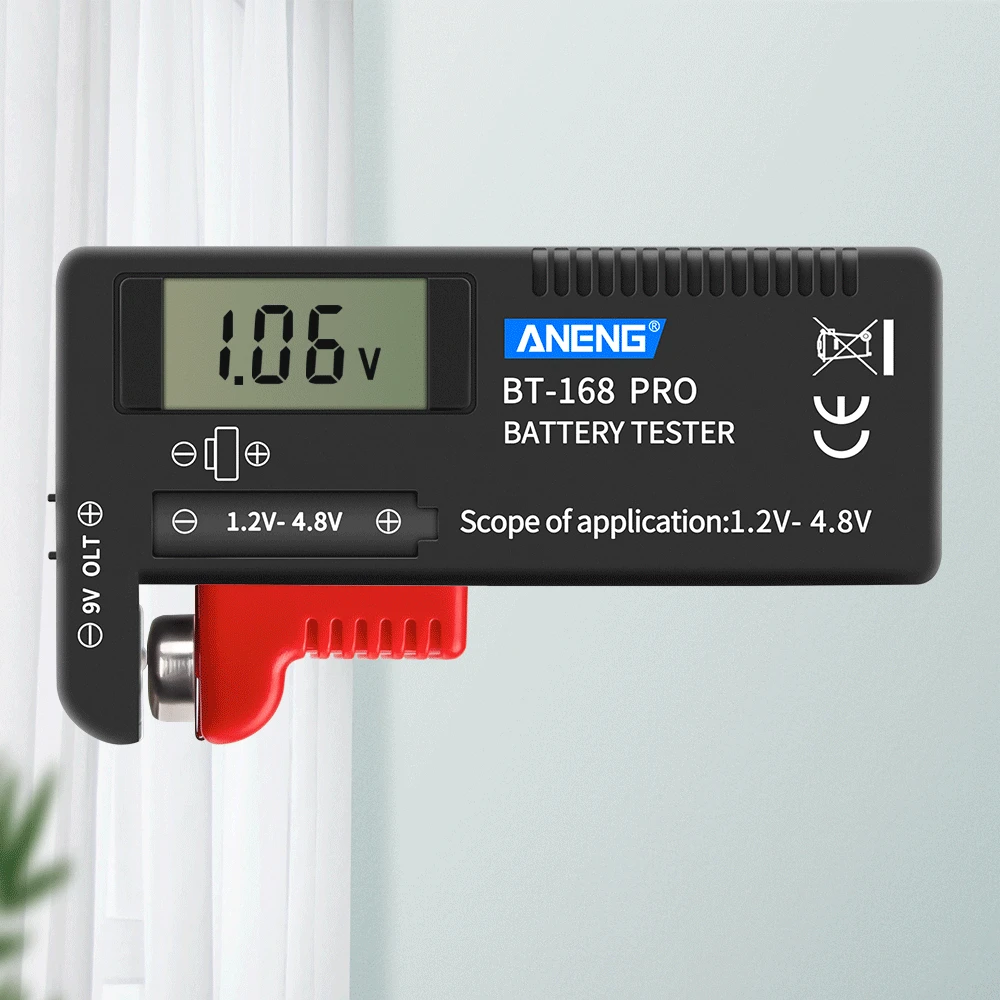 

BT-168 Battery Capacity Tester Multi-function Battery Tester 18650 AA/AAA/C/D/9V/1.5V Digital Display Battery Tester Detector