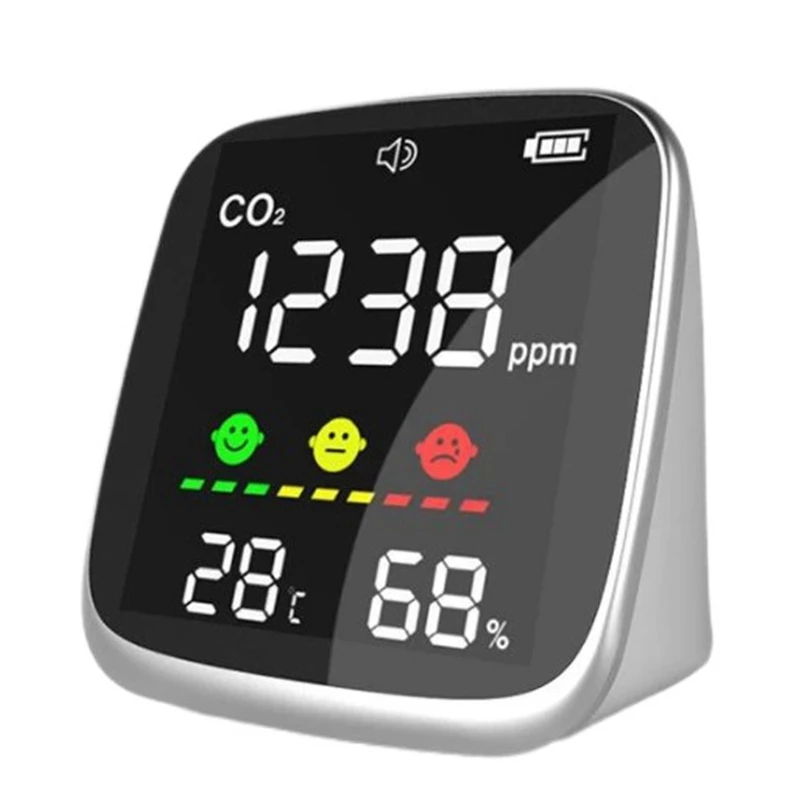 

Air Quality Monitor Detect CO2,Temperature Humidity ,Manual Set Alarm Threshold And Turn On/ Off CO2 Alarm Sound