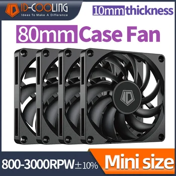 ID-COOLING 미니 ITX 블랙 PC 케이스 선풍기, 초박형 10mm 두께, 온도 조절 냉각 환풍기, 80mm PWM 800-3000RPM