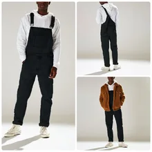 

Men Jeans Overalls Spring Summer Street Hipster Bib High Waist Men's Jeans Pockets Solid Color Full Length Trousers Denim Pants