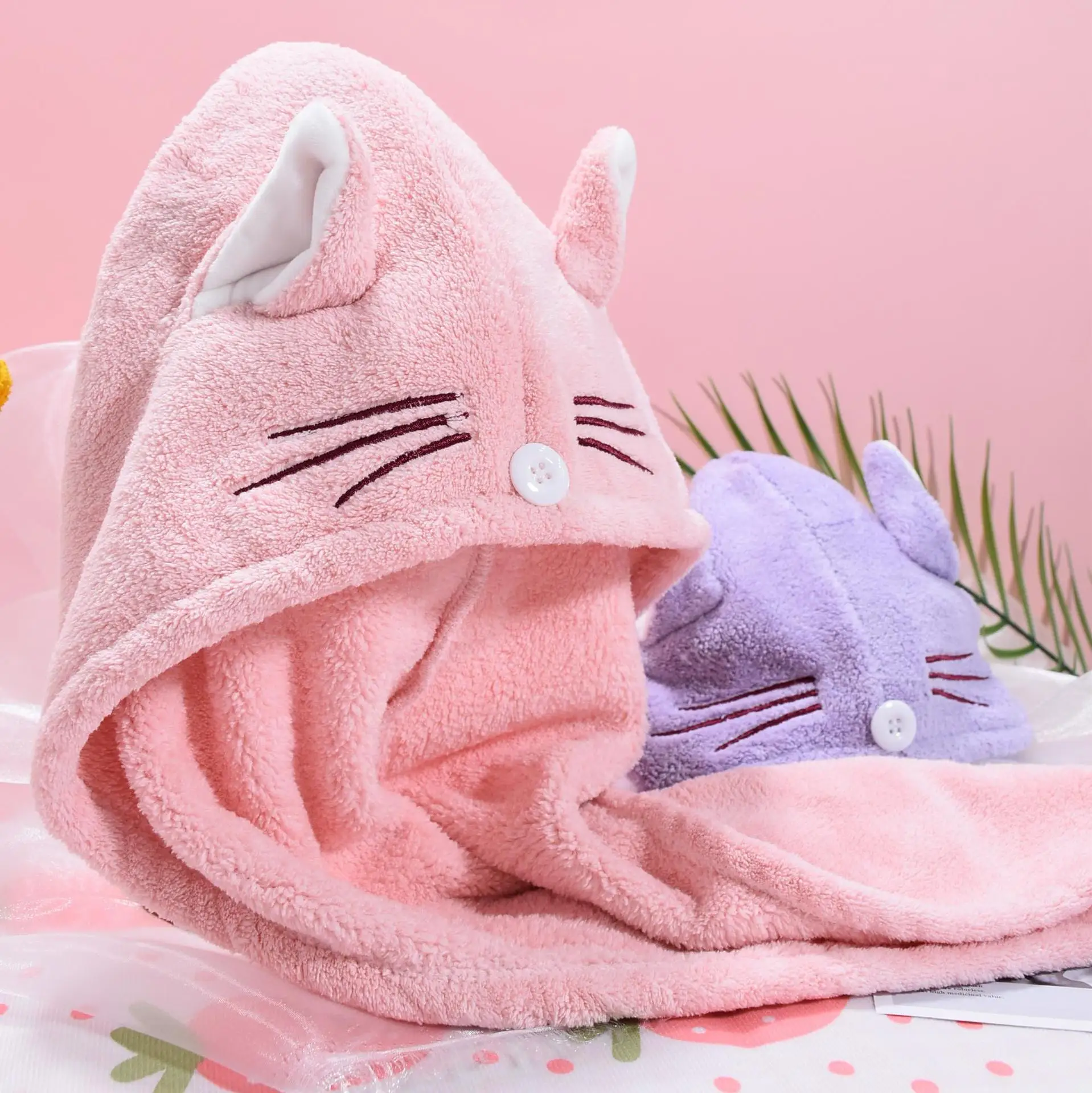 

1Pcs Coral Fleece Hair Towel Quickly Dry Hair Hat for Bathroom Women Girls Cute Hair Towels Super Absorbent,Wrapped Bath Cap