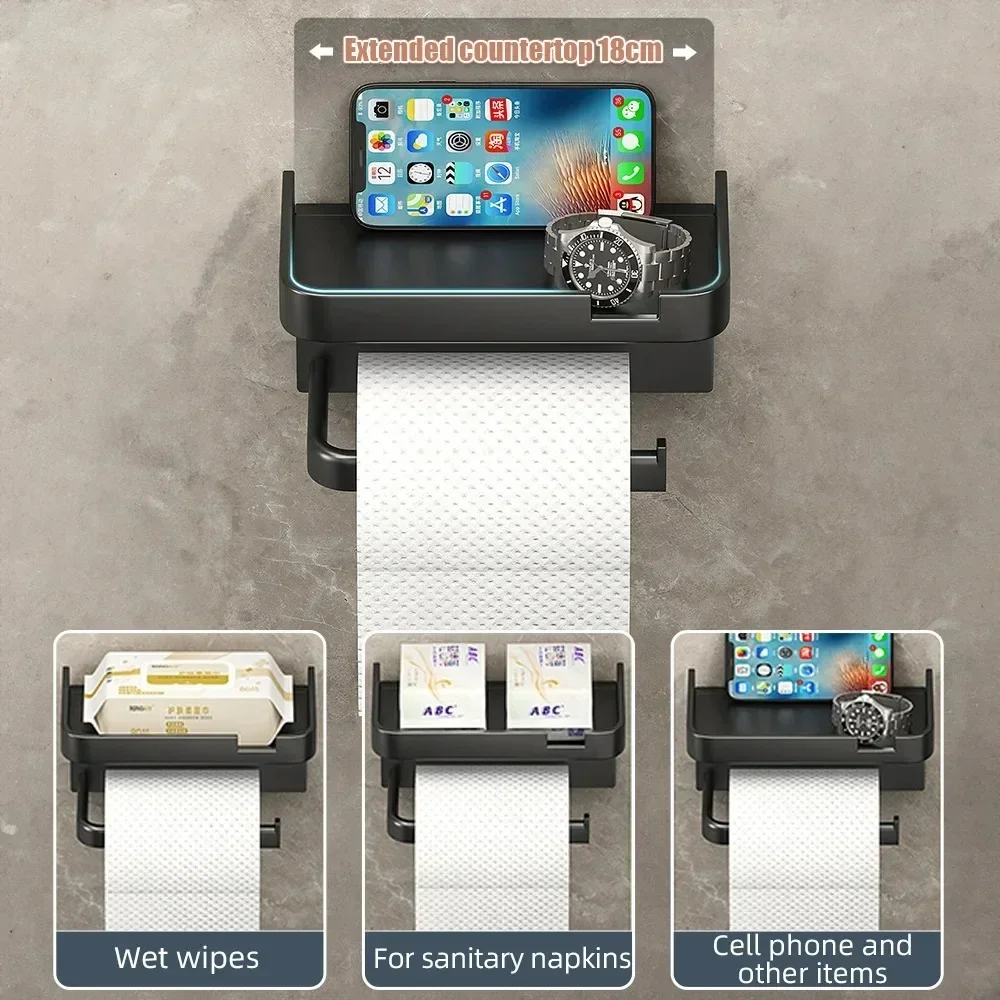 Toilet Paper Holder Tissue Rack Plastic Phone Towel Holder Bathroom Paper Roll Storage Shelf Accessories