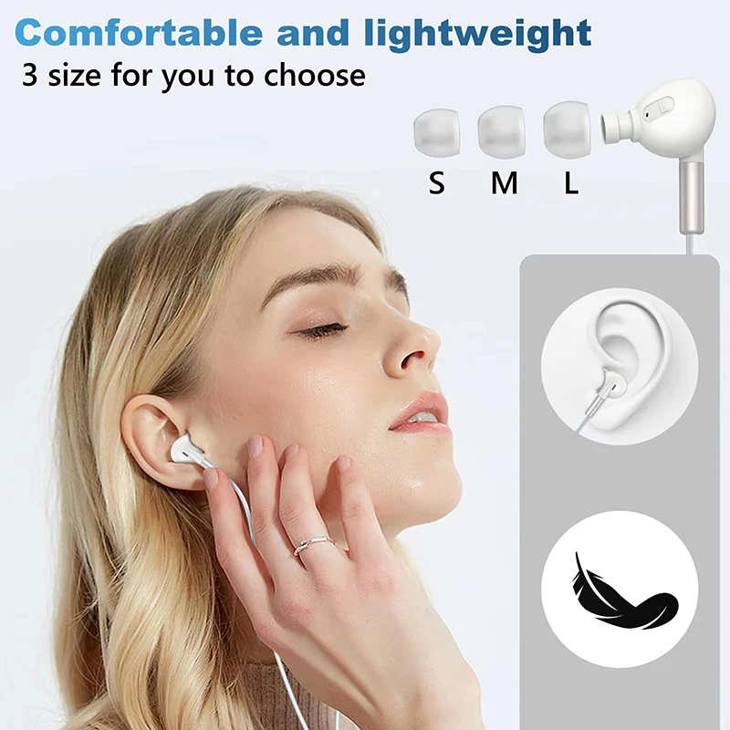 USB C Wired HIFI Stereo Headphones with Microphone and DAC Noise Cancelling Technology
