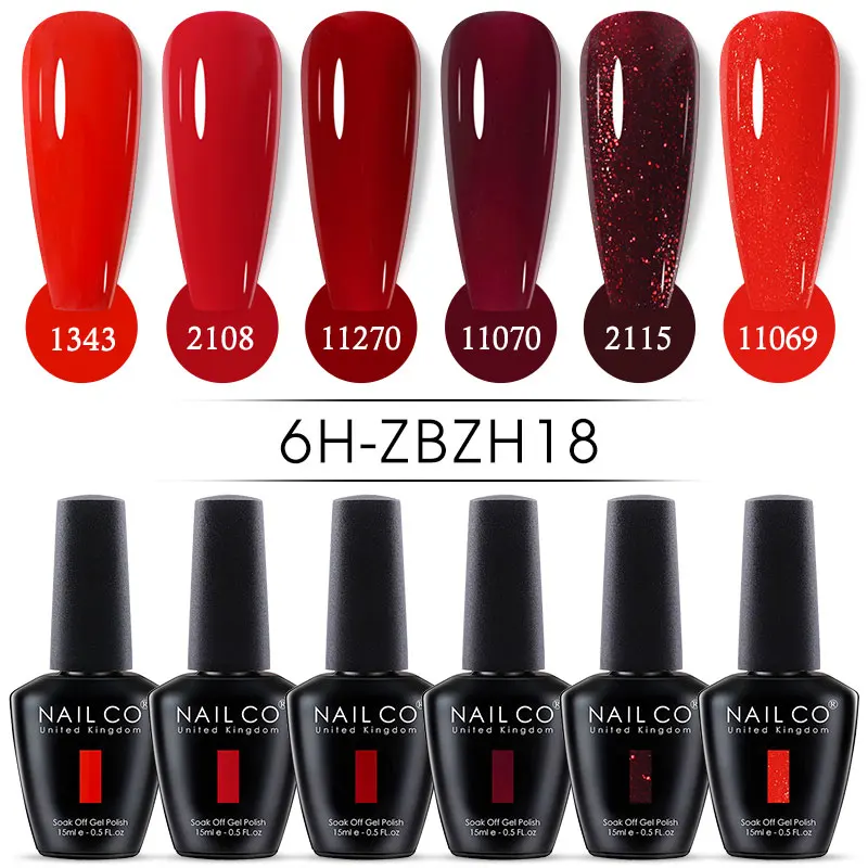 NAILCO 15ml 6pcs/Set Gel Nail Polish Kit Semi Permanent UV LED Gel Varnishes Soak Off Nail Lacquer Base Top Gel Nail Art Varnish 2