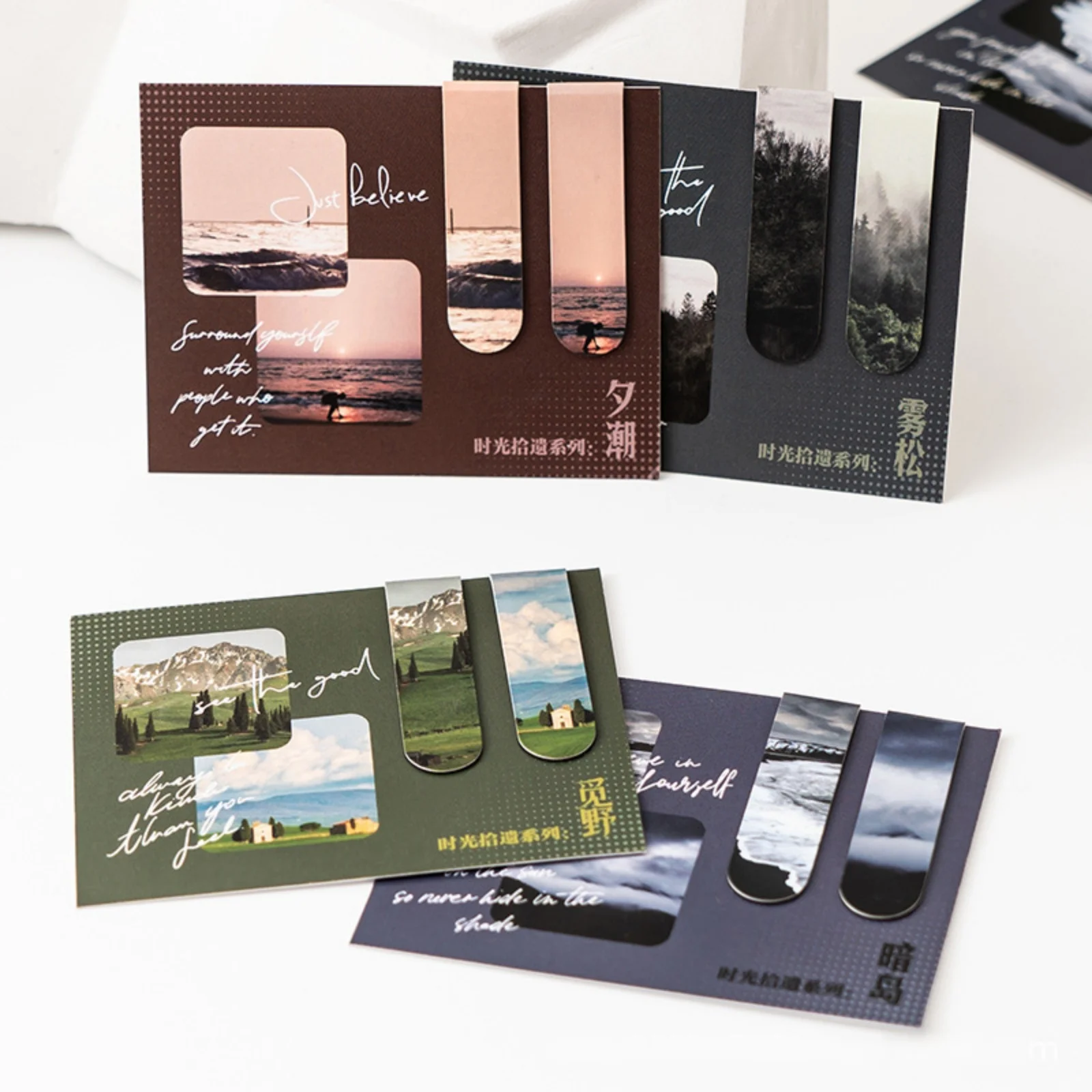 Creative Magnetic Bookmarks Landscape Book Pages Marker School Supplies 4 Style 2pcs/set