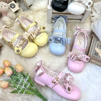 Scarpe Lolita giapponesi Kawaii Sweet Bow Mary Janes Scarpe con fibbia Design Punta rotonda Décolleté con plateau casual carino 1