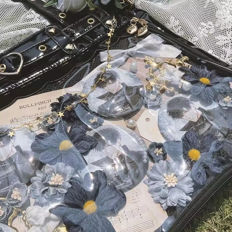 JIAERDI Japanese Harajuku Studded Handbag Women Transparent Anime Ita Bag Ladies Square Large Capacity Leather Shoulder Bag 2025