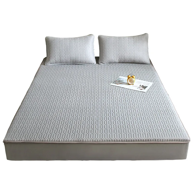 

Cotton Printed Fitted Sheet with Cotton Thickened Quilted Bed Cover, Simmons Protective Cover, Anti slip and Dust Proof Bed Cove