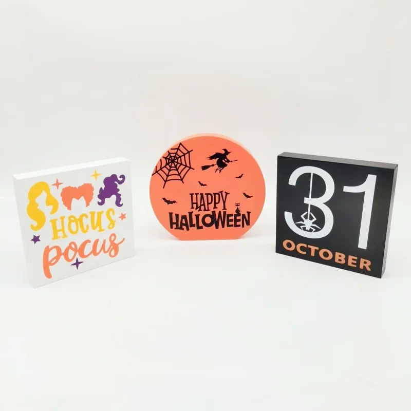 

2023 New Halloween Wooden Decorations Creative Display Gift Holiday Anniversary Desktop Wooden Crafts