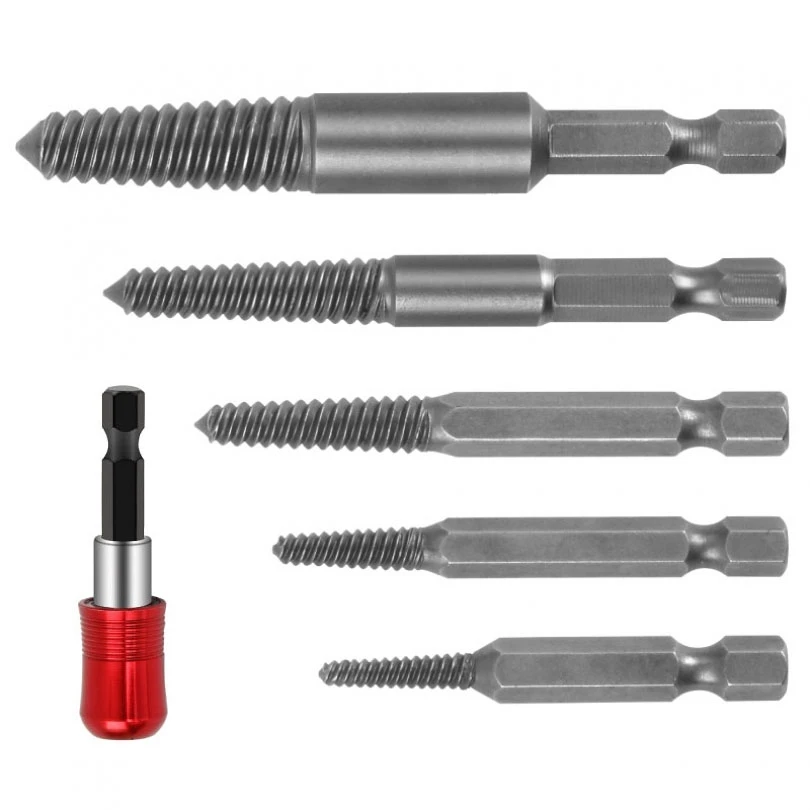 6pcs Damaged Screw Extractor Kit with Quick Self-Locking Post Tools Kit Fine Threaded Damaged Screw Stud Remover