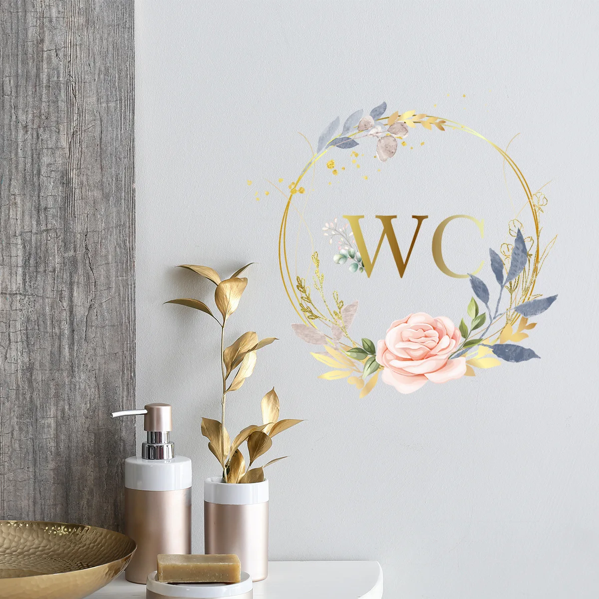 Toilet Mirror Background Wall Plant Flower Slogan Beautification Decorative Sticker Can Remove Self-Adhesive Door Sticker wall stickers toilet stickers